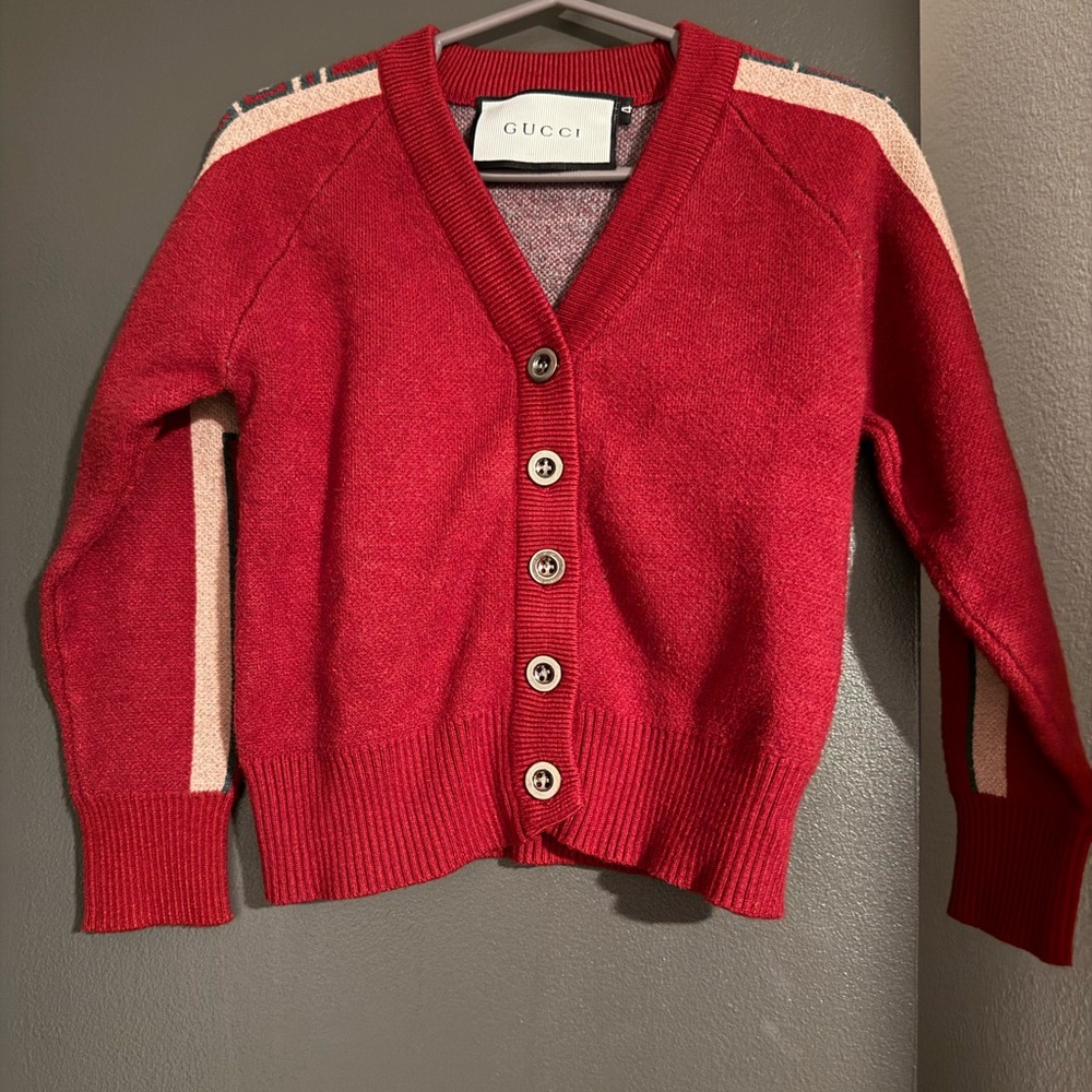 Gucci Red Button-Up Boy’s Cardigan